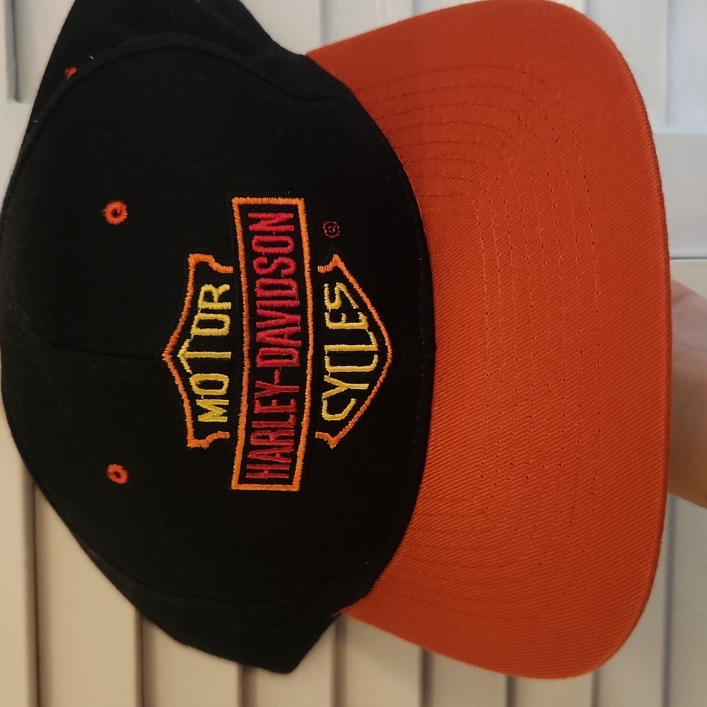 Harley Davidson black and orange hat